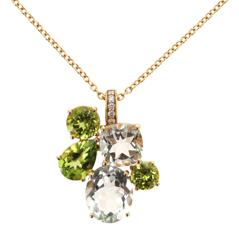 Asprey Chaos Pendant in Multi-Coloured Gemstones & Diamond With 18k Gold Necklace