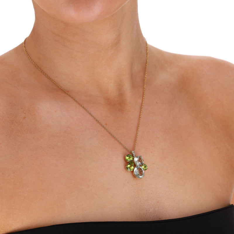 Asprey Chaos Pendant in Multi-Coloured Gemstones & Diamond With 18k Gold Necklace
