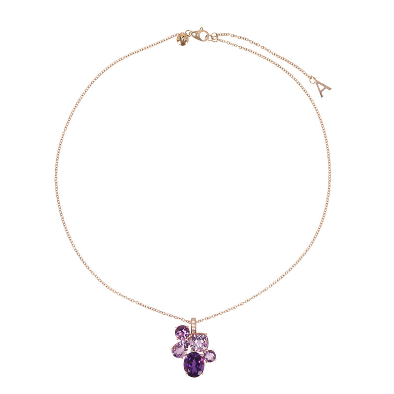 Asprey Chaos Pendant With Amethyst, Kunzite & Diamond In 18k Rose Gold Necklace