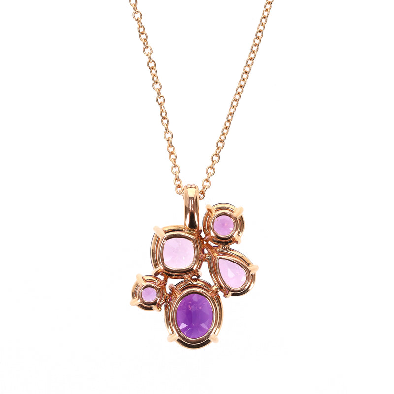 Asprey Chaos Pendant With Amethyst, Kunzite & Diamond In 18k Rose Gold Necklace