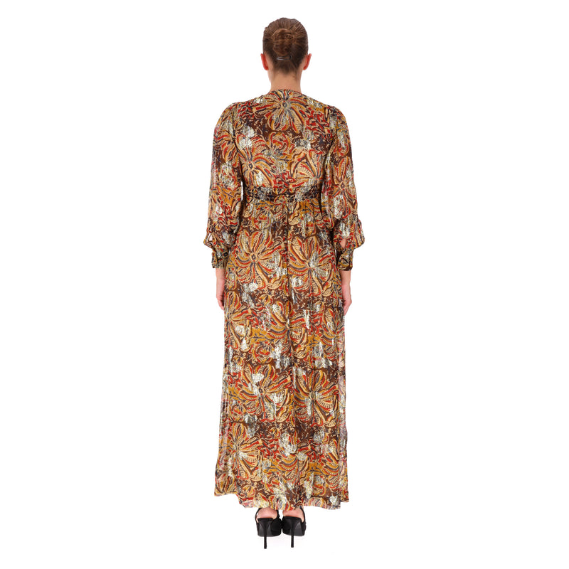 BA&SH Metallic Crepe Georgette Maxi Dress. Size 1