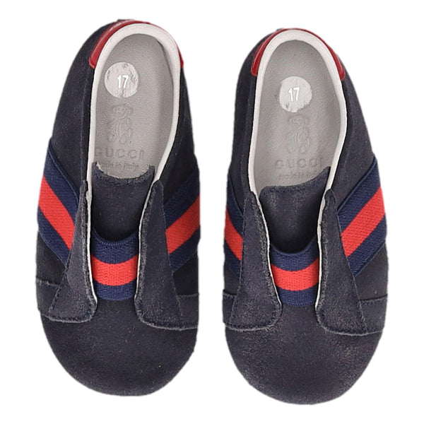 Gucci Baby Web Stripe Suede Shoes/Slippers. Size 17