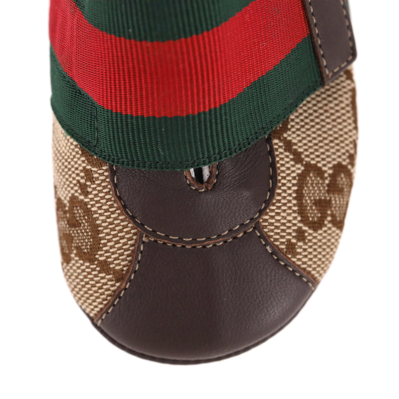 Gucci Baby Ace GG Supreme Web Stripe Sneakers/Slippers. Size 18