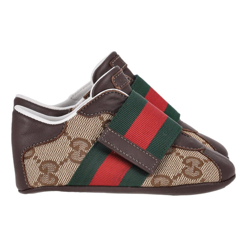 Gucci Baby Ace GG Supreme Web Stripe Sneakers/Slippers. Size 18