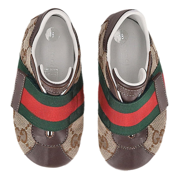 Gucci Baby Ace GG Supreme Web Stripe Sneakers/Slippers. Size 18