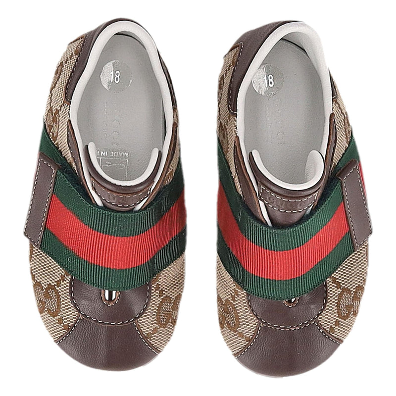 Gucci Baby Ace GG Supreme Web Stripe Sneakers/Slippers. Size 18