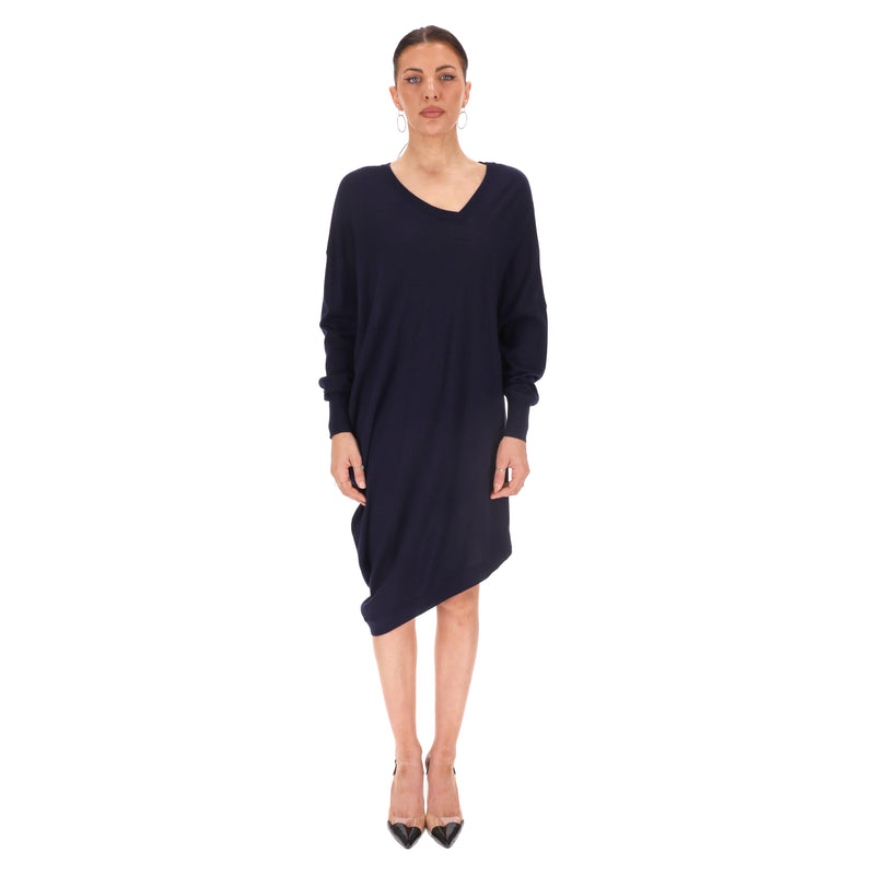 Balenciaga Wool, Silk & Cashmere Blend Asymmetric Dress. Size 38FR