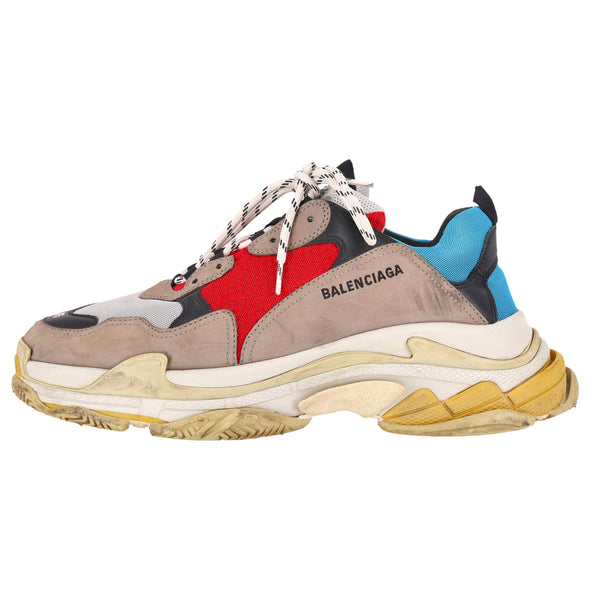 Balenciaga Triple S Leather, Nubuck & Mesh Distressed Sneakers. Size 45