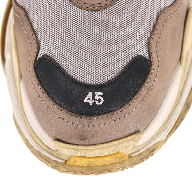 Balenciaga Triple S Leather, Nubuck & Mesh Distressed Sneakers. Size 45