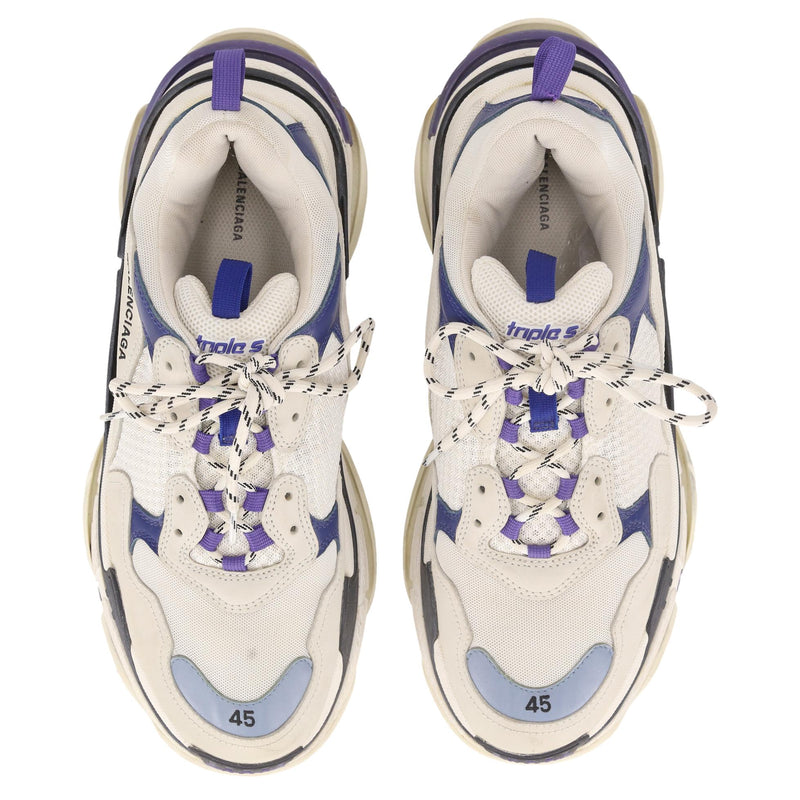 Balenciaga Triple S Leather, Nubuck & Mesh Distressed Sneakers. Size 45