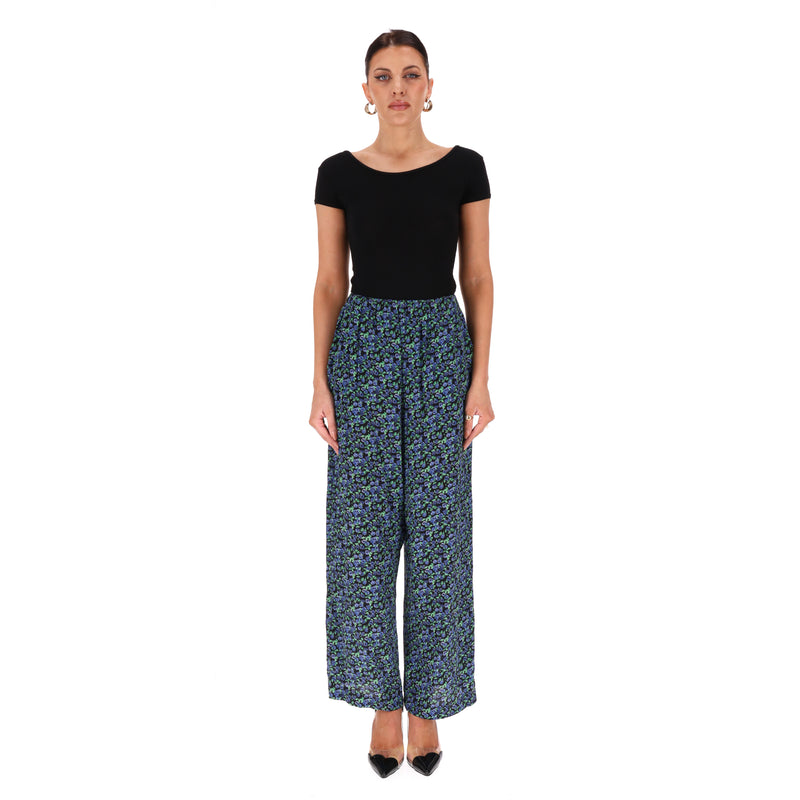 Balenciaga Floral Print Silk Wide-Leg Trousers. Size 36FR
