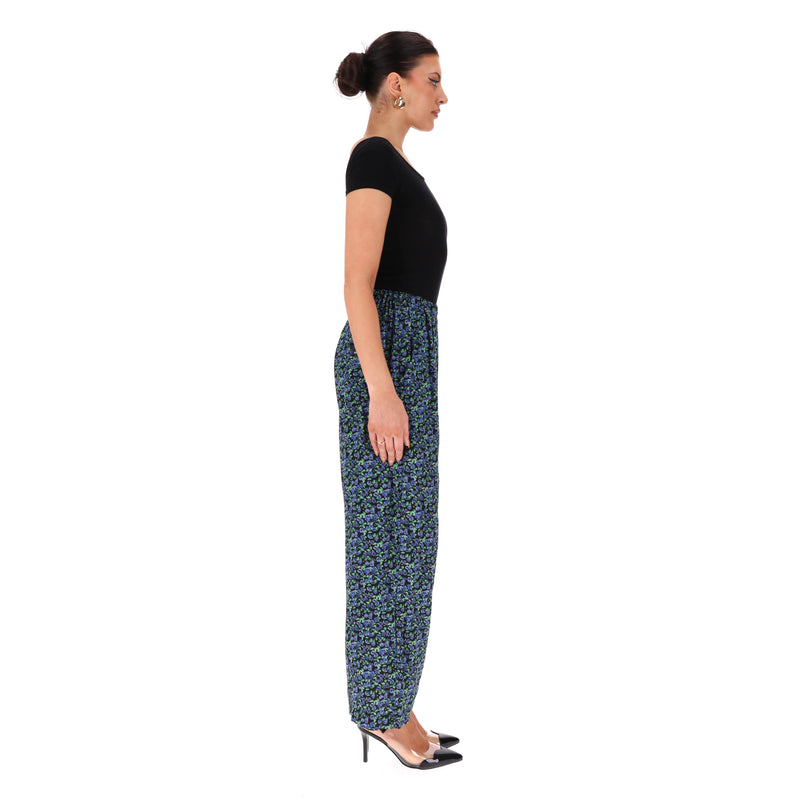 Balenciaga Floral Print Silk Wide-Leg Trousers. Size 36FR