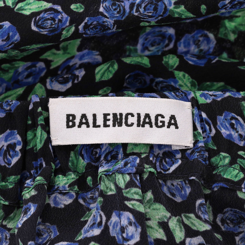 Balenciaga Floral Print Silk Wide-Leg Trousers. Size 36FR