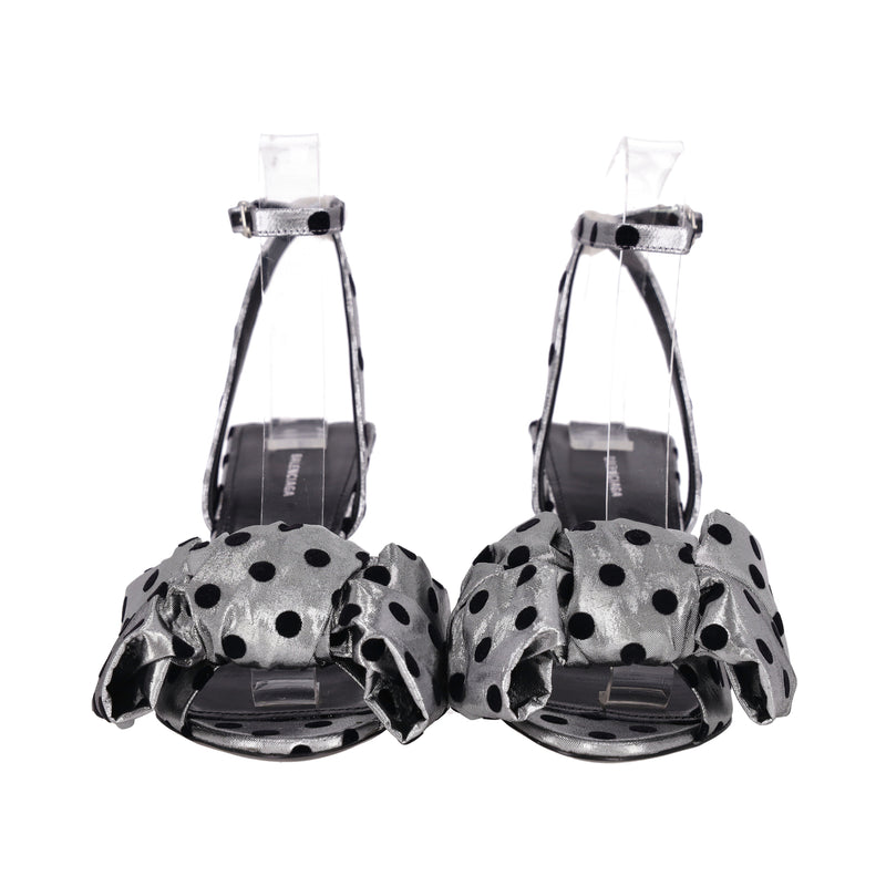 Balenciaga Bow-Detailed Polka-Dot Lame Sandals. Size 35.5