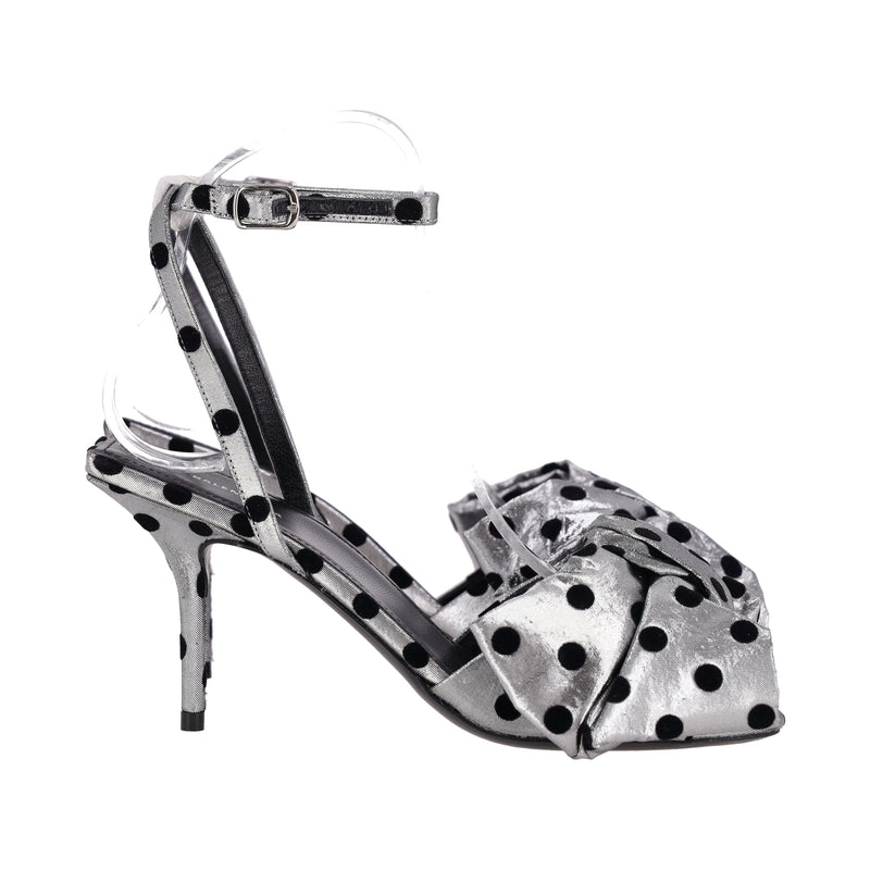 Balenciaga Bow-Detailed Polka-Dot Lame Sandals. Size 35.5