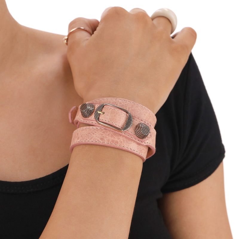 Balenciaga ‘Arena’ Triple Wrap Leather Stud Bracelet
