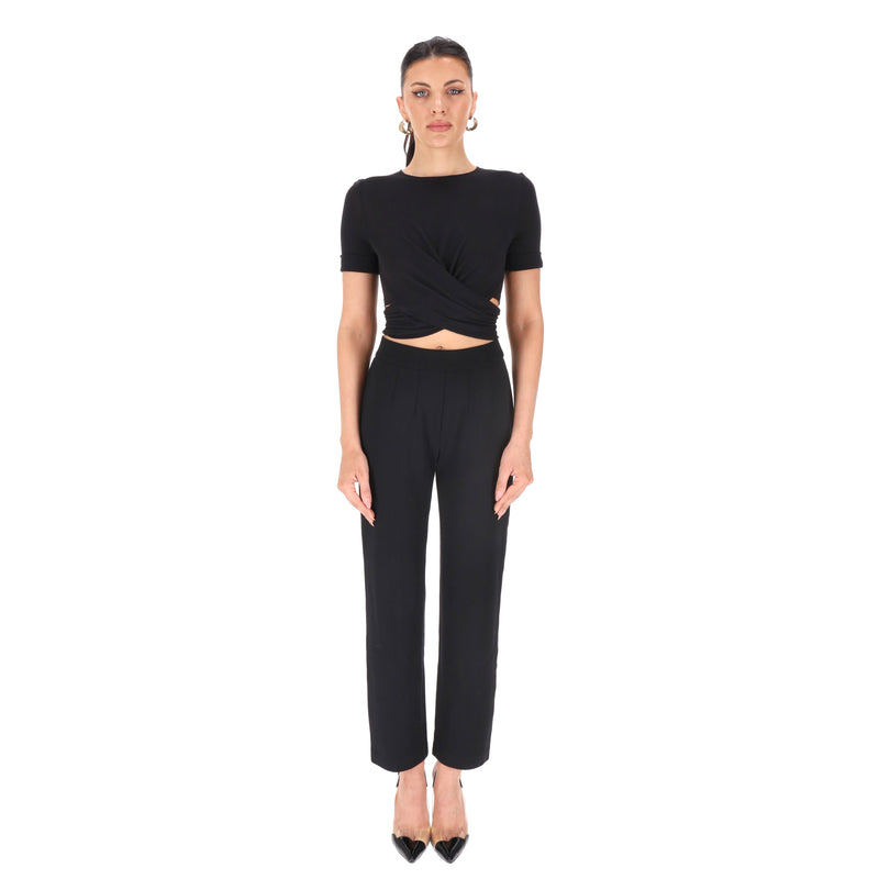 Balmain Cotton Blend Twist-Detail Cropped Top. Size 36FR