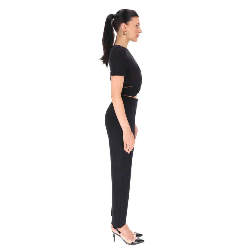 Balmain Cotton Blend Twist-Detail Cropped Top. Size 36FR