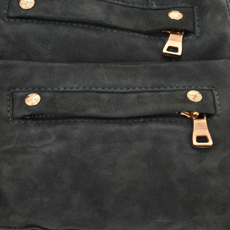 Balmain Lambskin Suede & Shearling Biker Jacket. Size 40FR