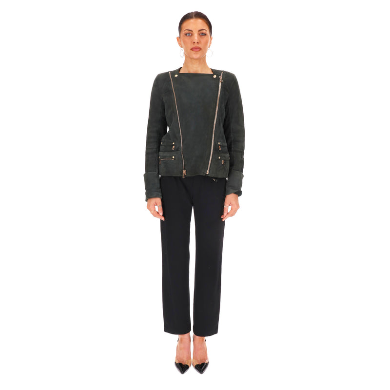 Balmain Lambskin Suede & Shearling Biker Jacket. Size 40FR