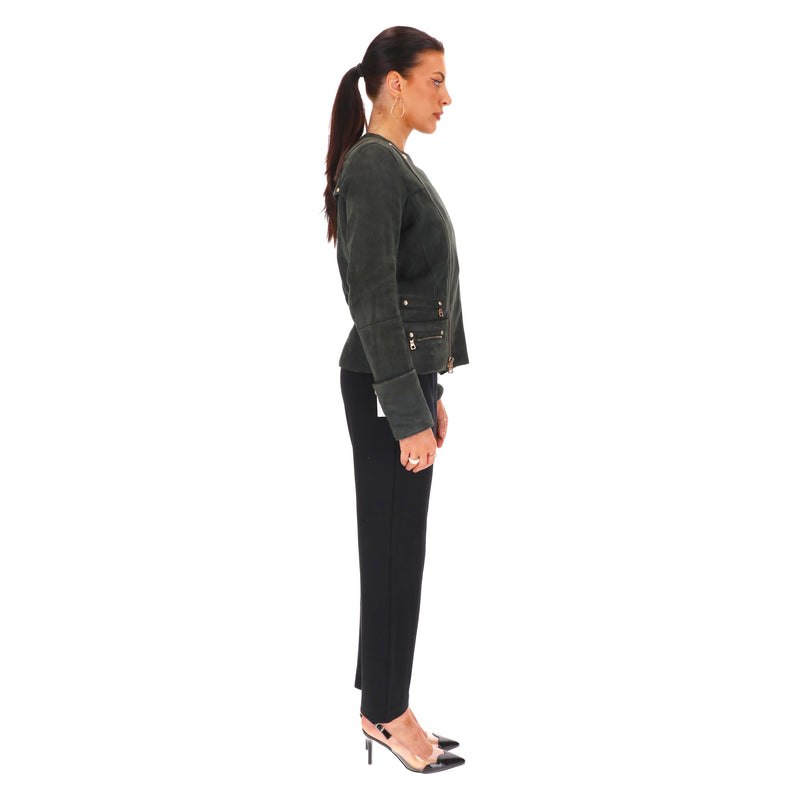 Balmain Lambskin Suede & Shearling Biker Jacket. Size 40FR