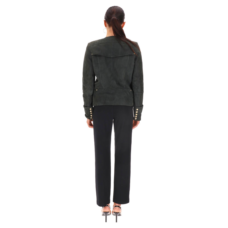 Balmain Lambskin Suede & Shearling Biker Jacket. Size 40FR
