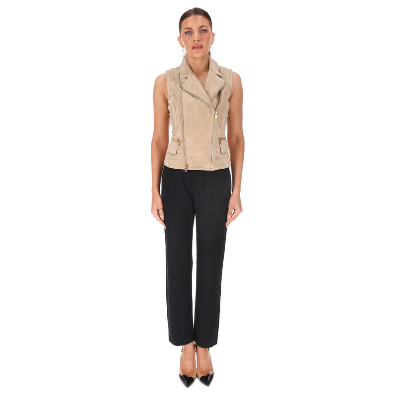 Balmain Biker Suede Gilet.Size 36FR