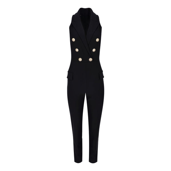 Balmain Wool Blend Button Embellished Jumpsuit. Size 34FR