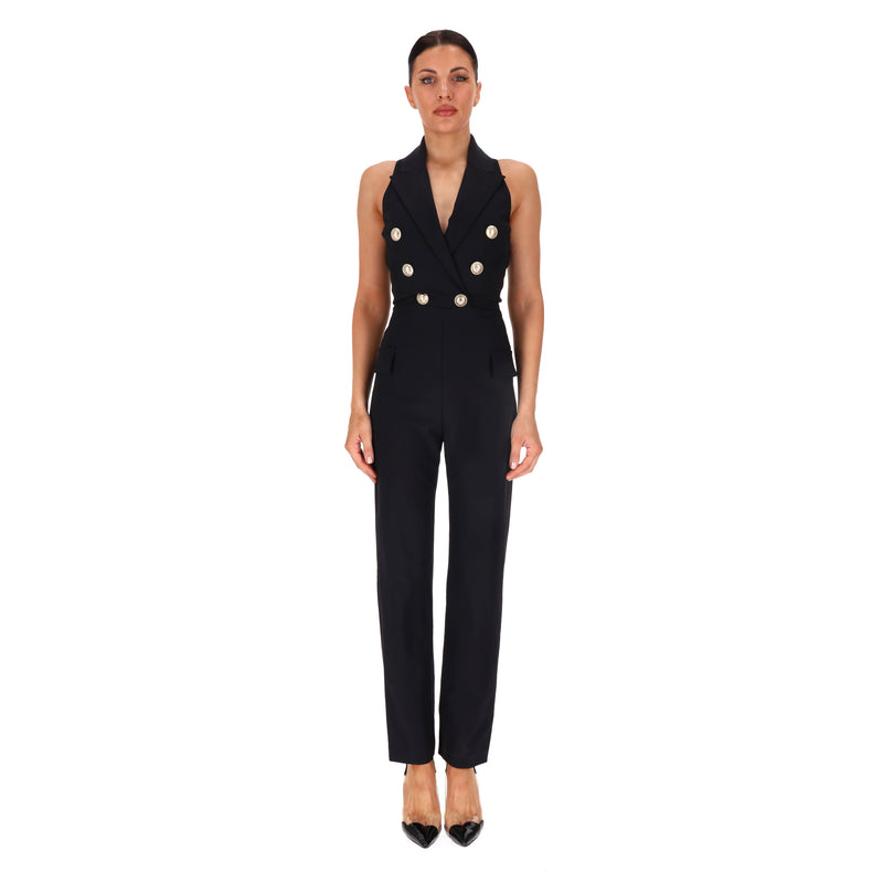 Balmain Wool Blend Button Embellished Jumpsuit. Size 34FR