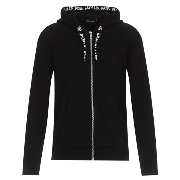 Balmain Paris Taped Logo Cotton Zip-Up Hoodie. Size S – Shush London