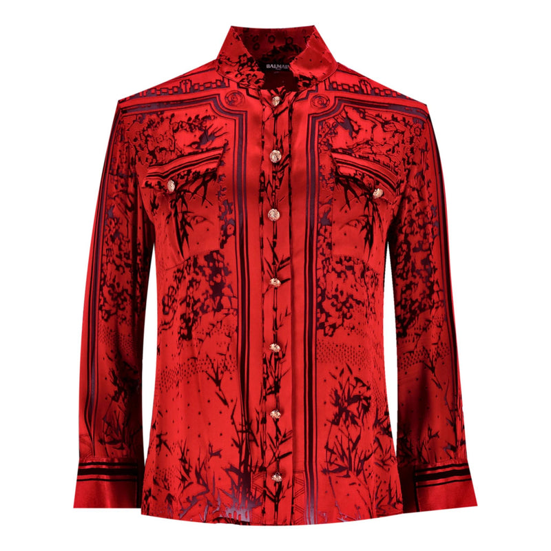 Balmain Silk Printed Shirt. Size 40FR
