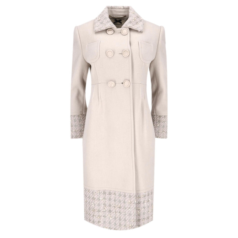 Blumarine Virgin Wool & Alpaca Blend Coat With A Tweed Trim. Size 44IT