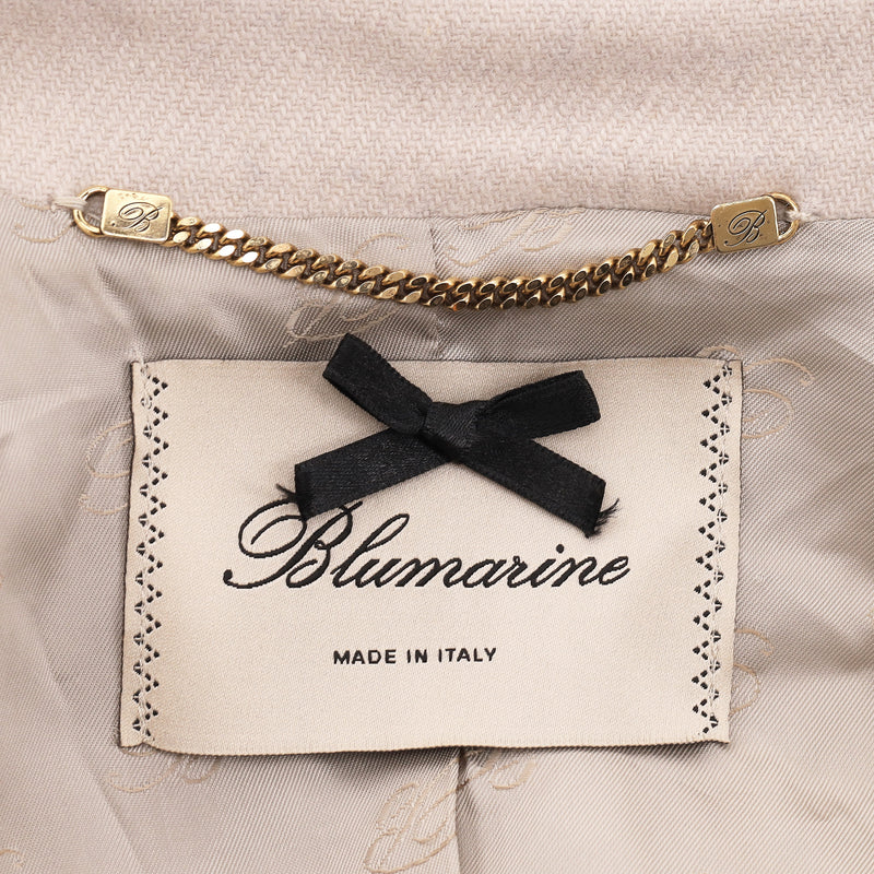 Blumarine Virgin Wool & Alpaca Blend Coat With A Tweed Trim. Size 44IT