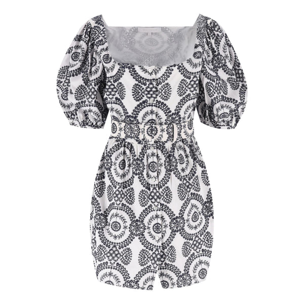 Borgo De Nor Broderie Anglaise Printed Cotton Belted Dress. Size 18UK