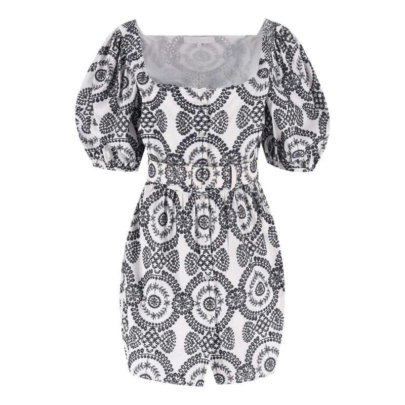 Borgo De Nor Broderie Anglaise Printed Cotton Belted Dress. Size 18UK