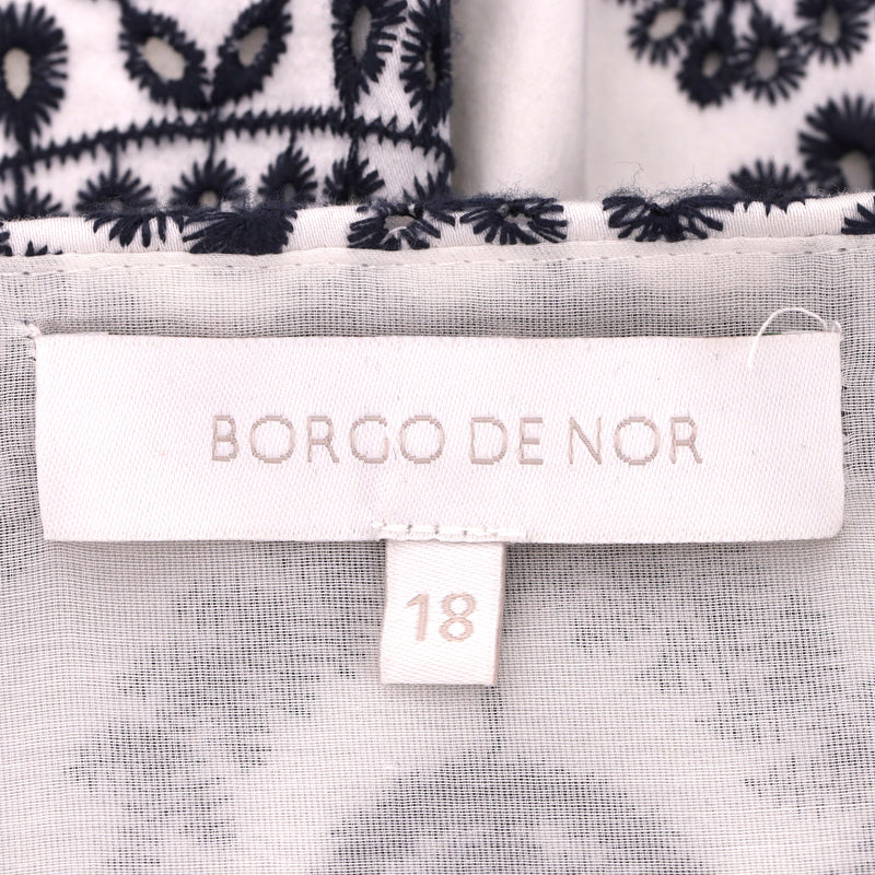 Borgo De Nor Broderie Anglaise Printed Cotton Belted Dress. Size 18UK