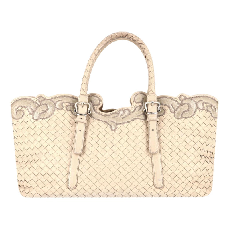Bottega Veneta Intrecciato Leather Embroidered Trim Tote Bag