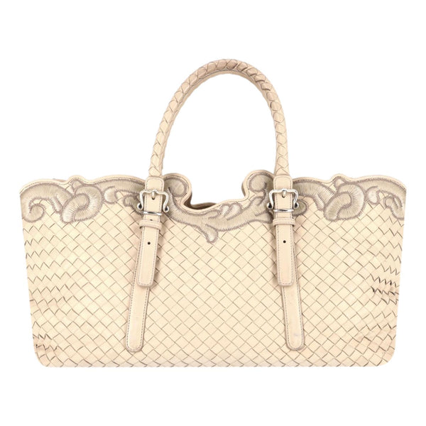 Bottega Veneta Intrecciato Leather Embroidered Trim Tote Bag
