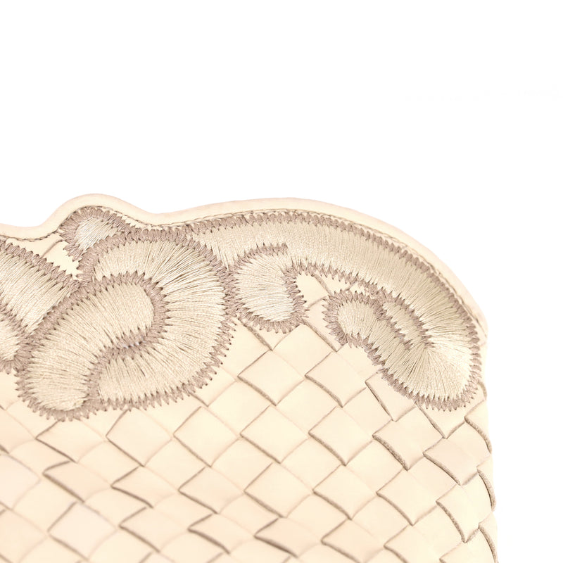 Bottega Veneta Intrecciato Leather Embroidered Trim Tote Bag