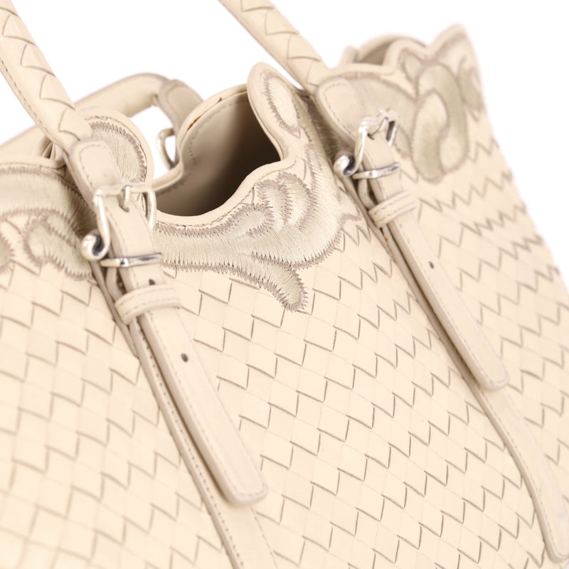 Bottega Veneta Intrecciato Leather Embroidered Trim Tote Bag