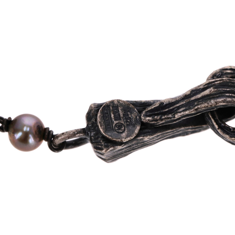 Bottega Veneta Scarab Necklace With Fresh Water Pearls, Oxidized Sterling Silver & Gold Plated