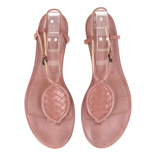 Bottega Veneta Intrecciato Leather Thong Sandals. Size 40