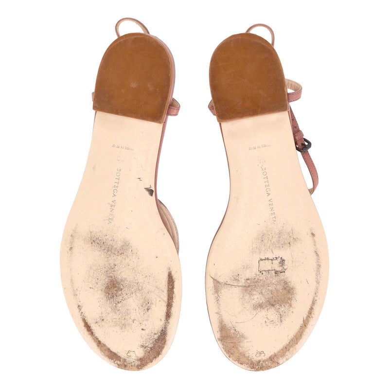 Bottega Veneta Intrecciato Leather Thong Sandals. Size 40