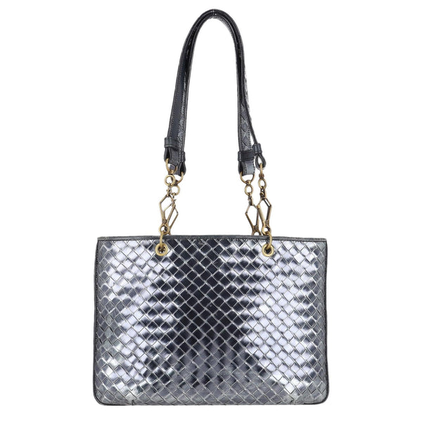 Bottega Veneta Metallic Intrecciato Leather Tote Bag