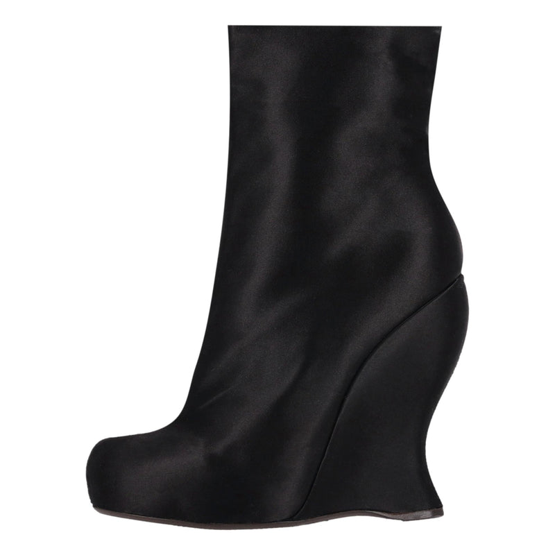 Bottega Veneta Satin Sculpted Curved Wedge Ankle Boots. Size 41