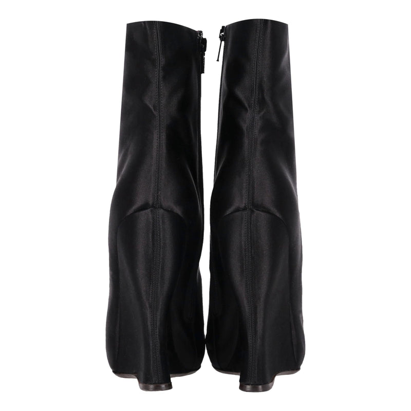 Bottega Veneta Satin Sculpted Curved Wedge Ankle Boots. Size 41