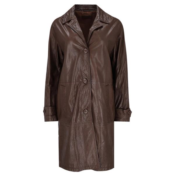 Bottega Veneta Vintage Leather Coat. Size 44IT