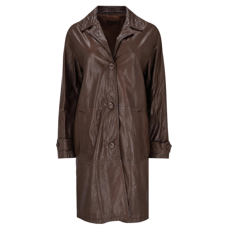 Bottega Veneta Vintage Leather Coat. Size 44IT