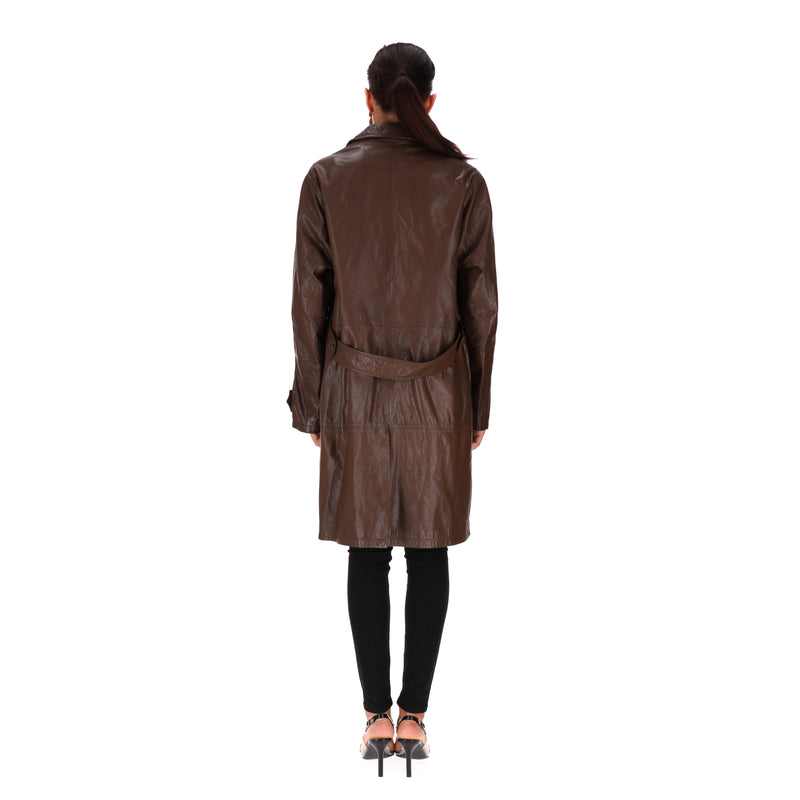 Bottega Veneta Vintage Leather Coat. Size 44IT