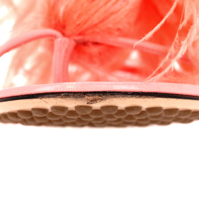 Bottega Veneta Ostrich Feathered Wonderbird Flat Thong Sandals. Size 39